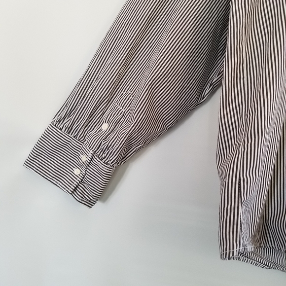 Tommy Hilfiger Striped Ruffled Tuxedo Shirt 20 Plus Button Blouse - Picture 9 of 15